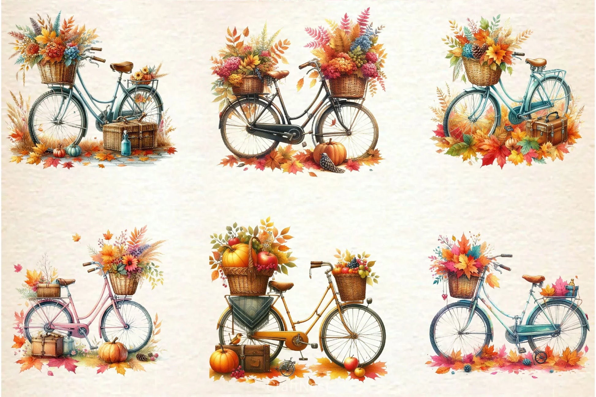 Autumn Vintage Bicycle Clipart Bundle 4 - CraftNest - Digital Crafting and Art