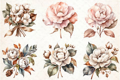 Cotton Flower Clipart Bundle - CraftNest - Digital Crafting and Art