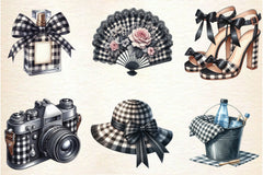 Luxury Black Gingham Summer Clipart Bundle - CraftNest - Digital Crafting and Art