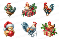 Christmas Chicken Clipart Bundle: Rooster & Hen Collection - CraftNest - Digital Crafting and Art