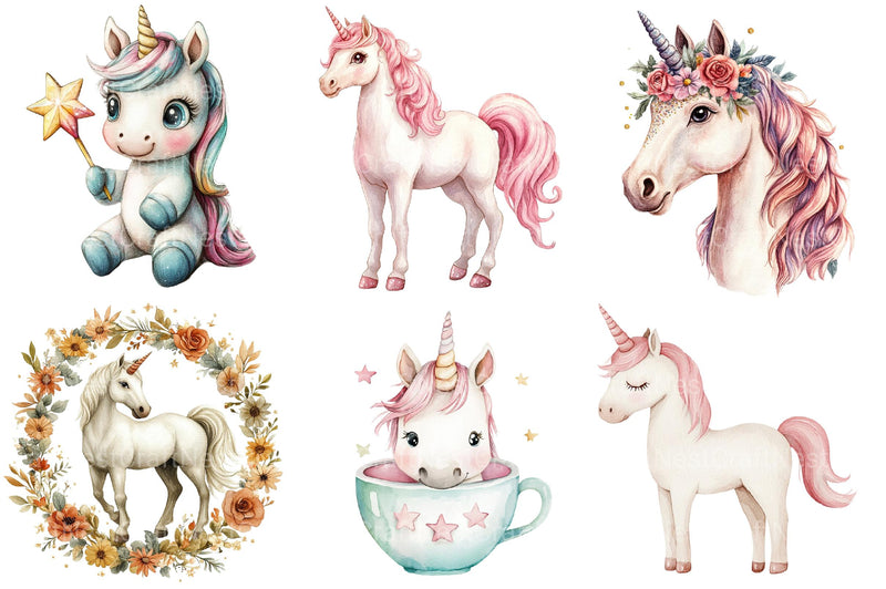 White Unicorns Clipart - CraftNest - Digital Crafting and Art