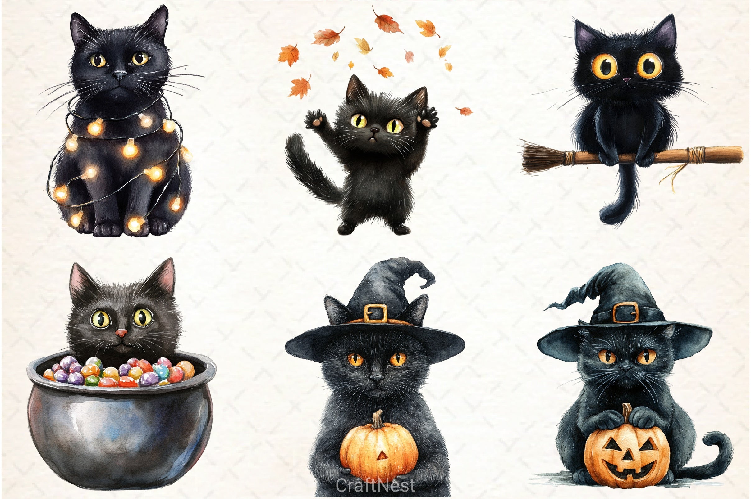 Crazy Black Cats Clipart Bundle 2 - CraftNest - Digital Crafting and Art