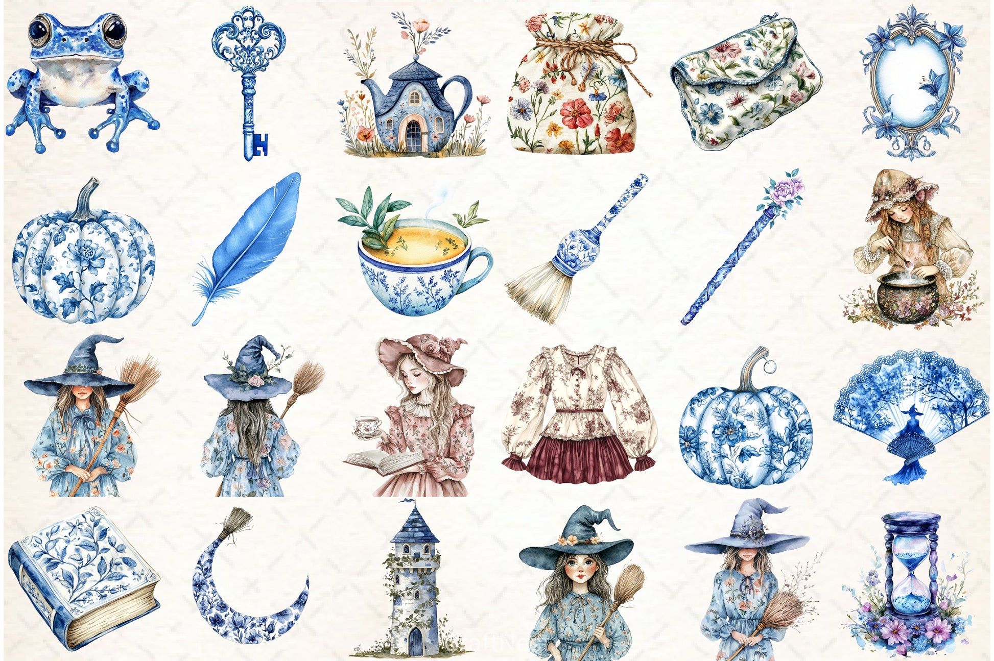 Toile Witch Clipart Bundle - CraftNest - Digital Crafting and Art
