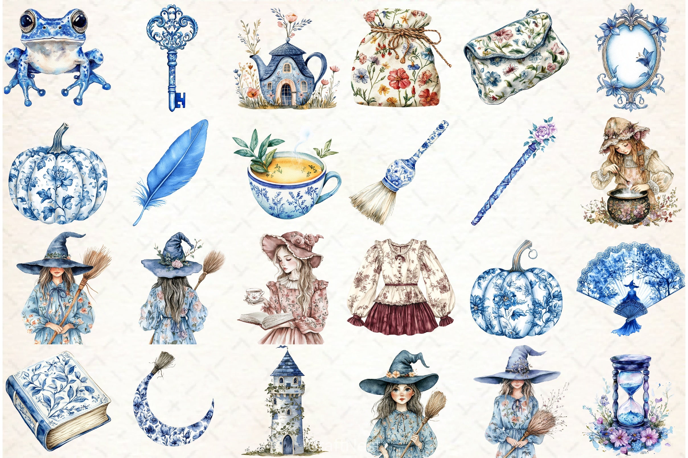 Toile Witch Clipart Bundle - CraftNest - Digital Crafting and Art