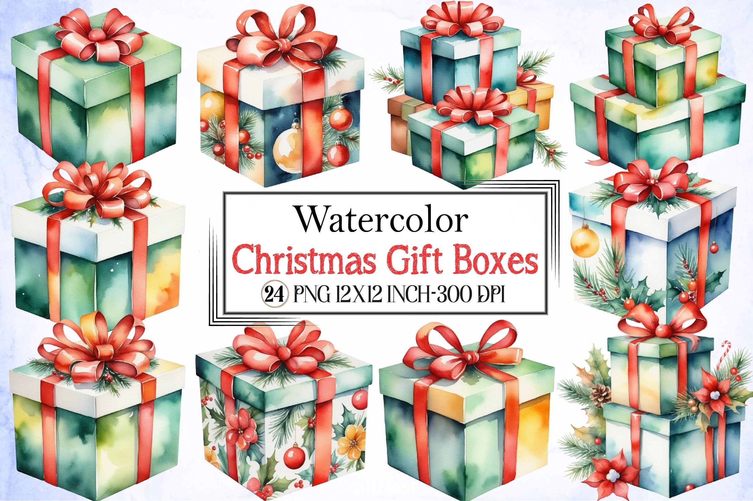 Christmas Gift Boxes Clipart Bundle - CraftNest - Digital Crafting and Art