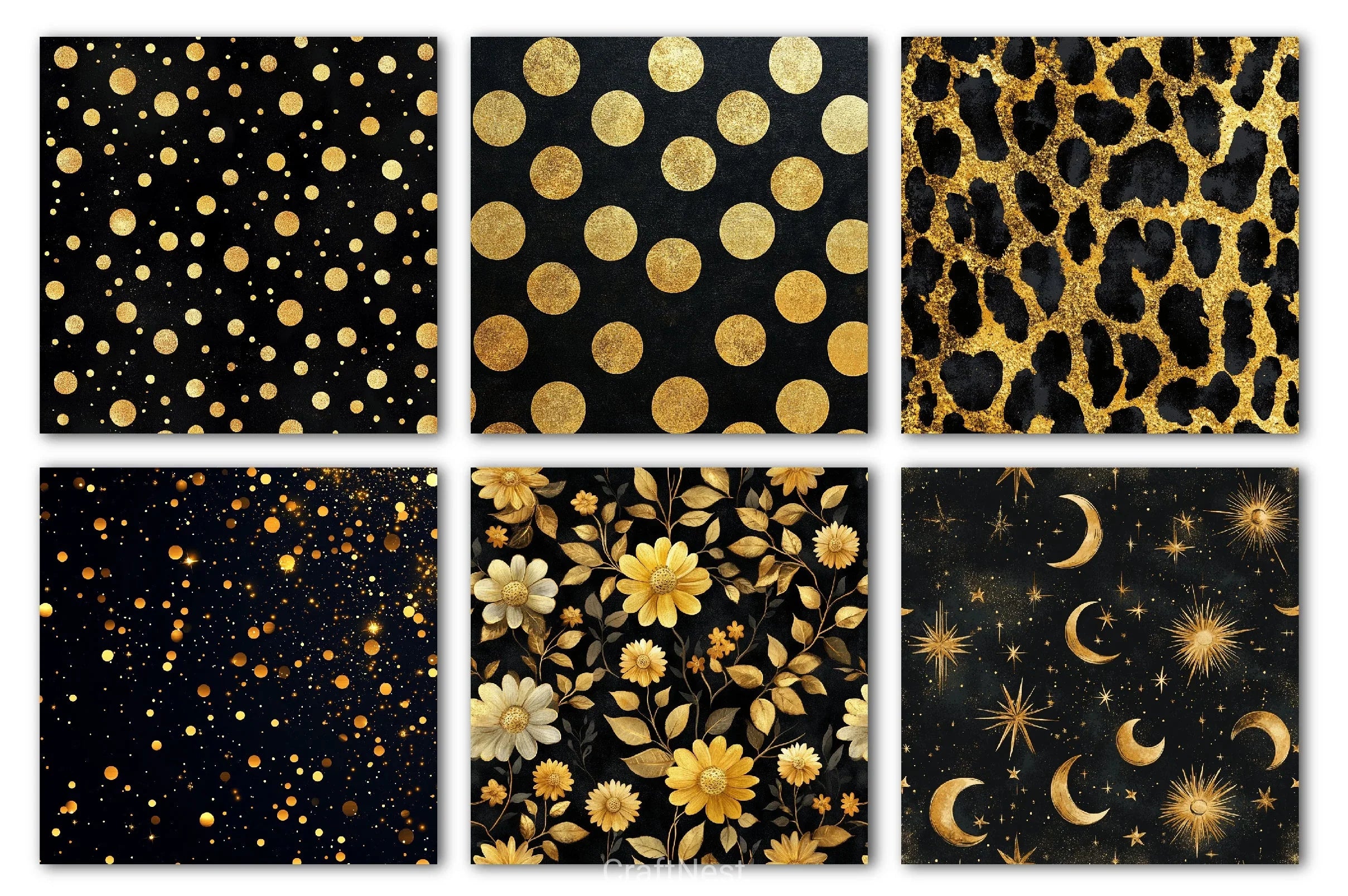 Black And Gold Digital Paper - CraftNest - Digital Crafting and Art