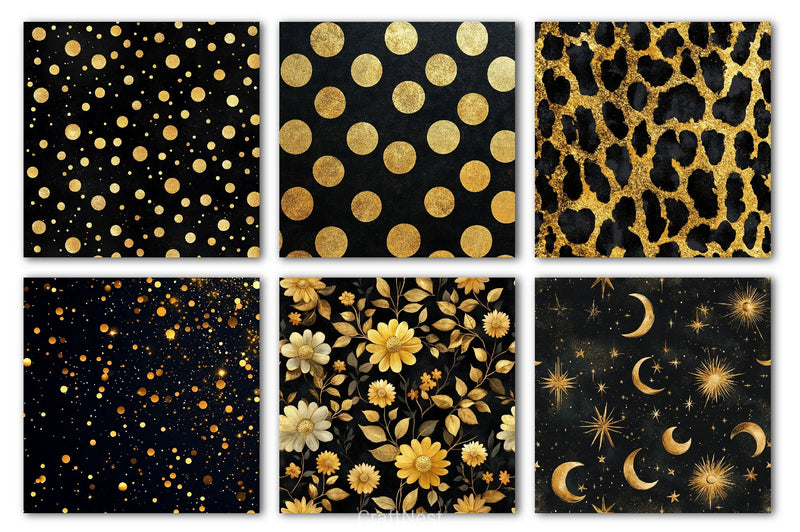 Black And Gold Digital Paper - CraftNest - Digital Crafting and Art