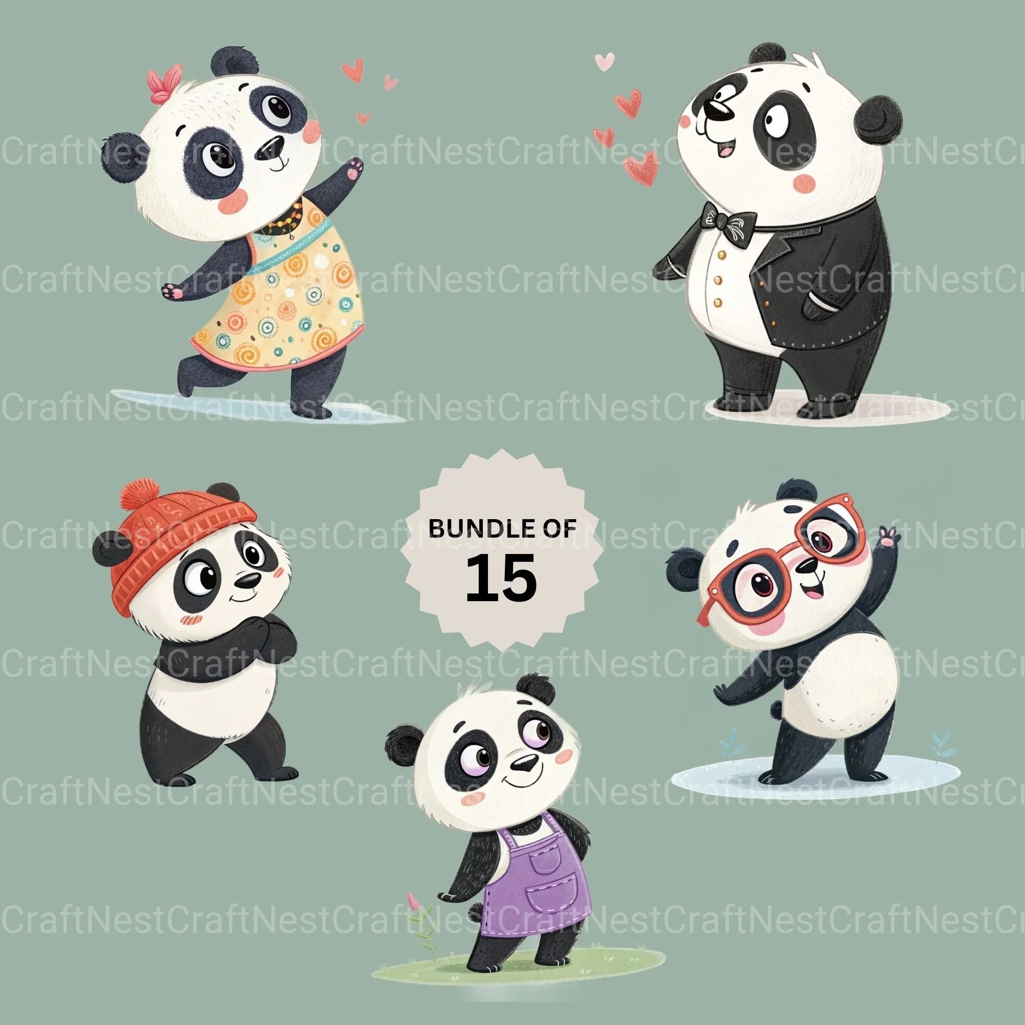 Panda Clipart Bundle - CraftNest - Digital Crafting and Art