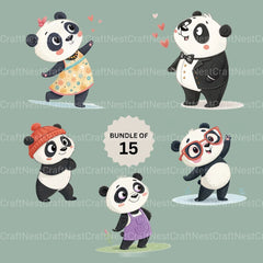 Panda Clipart Bundle - CraftNest - Digital Crafting and Art