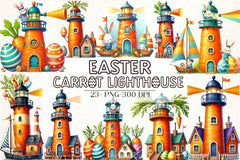 Easter Carrot Lighthouse Clipart Bundle - CraftNest - Digital Crafting and Art