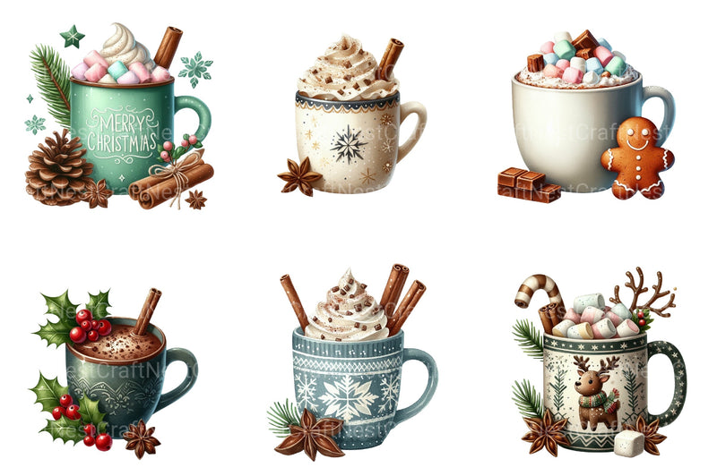 Christmas Coffee Drinks Clipart Bundle - CraftNest - Digital Crafting and Art