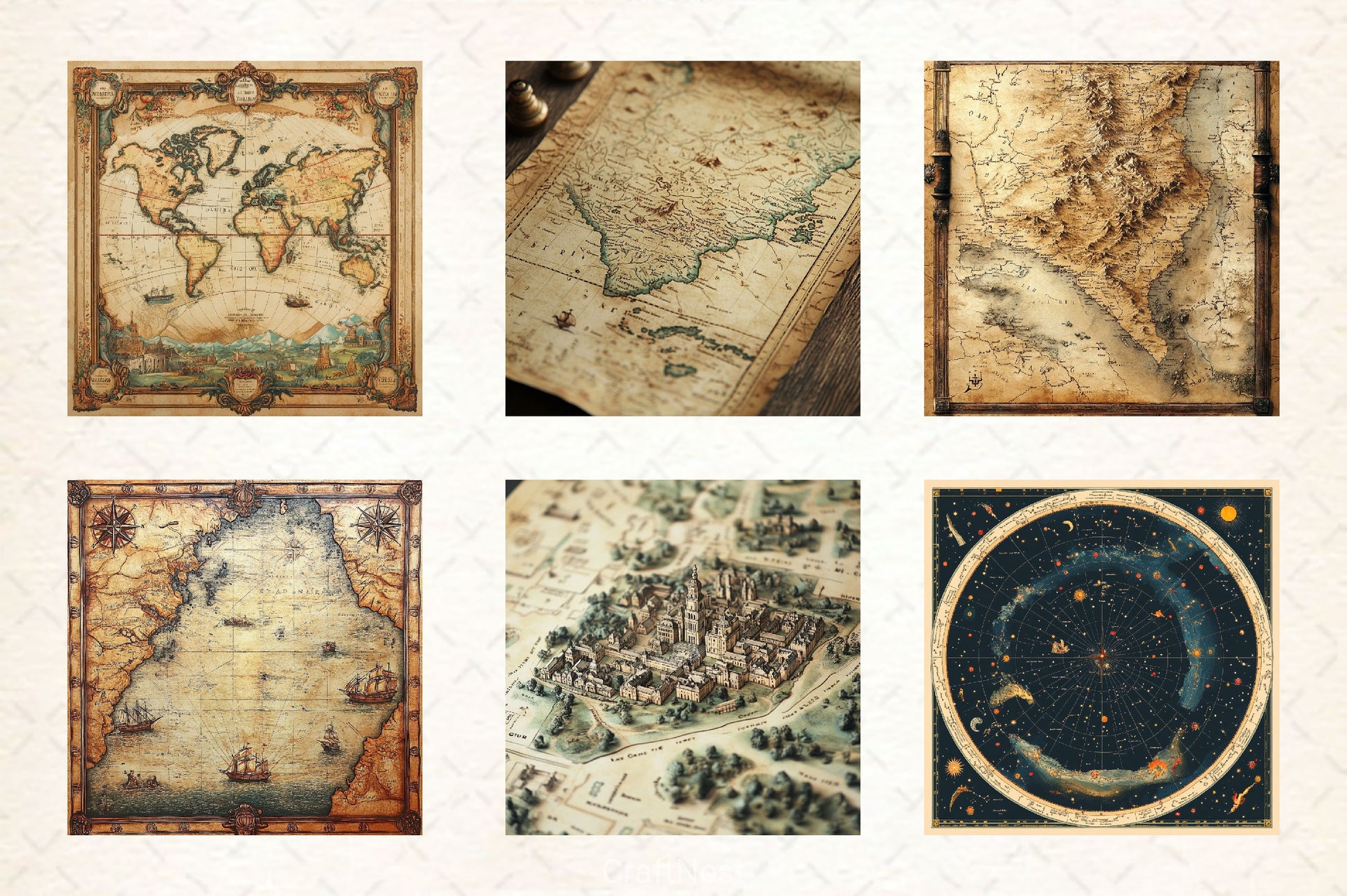 Antique Maps Digital Paper 2 - CraftNest - Digital Crafting and Art