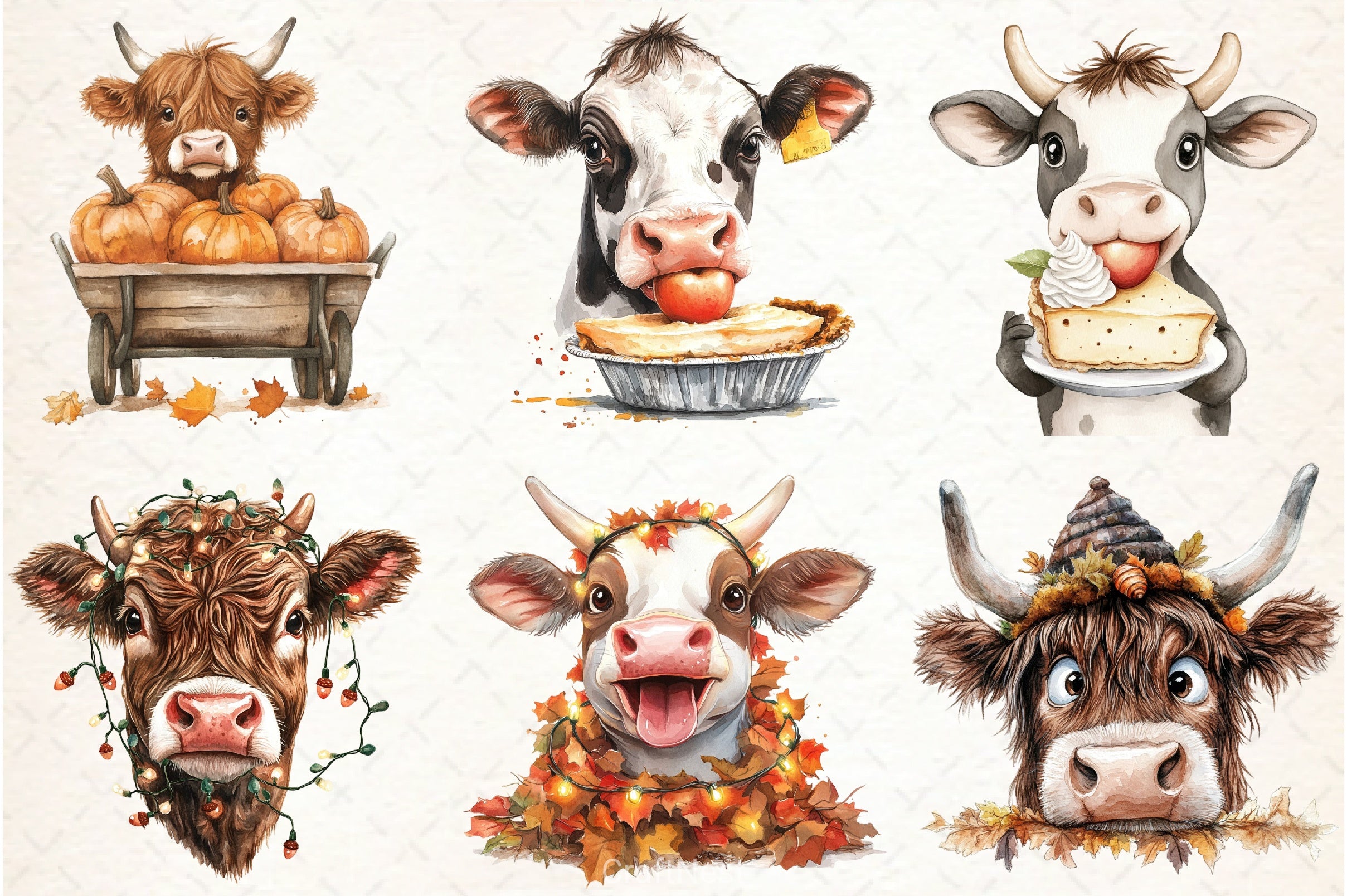 Autumn Highland Cow Clipart Bundle - CraftNest - Digital Crafting and Art