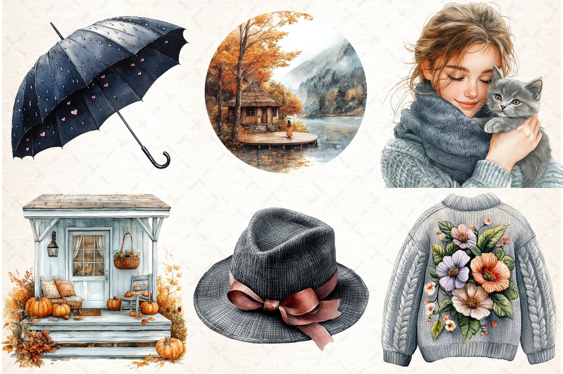 Rainy Autumn Clipart Bundle - CraftNest - Digital Crafting and Art