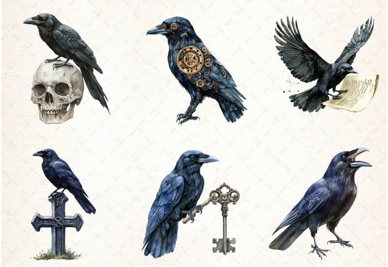 Gothic Raven Clipart Bundle - CraftNest - Digital Crafting and Art