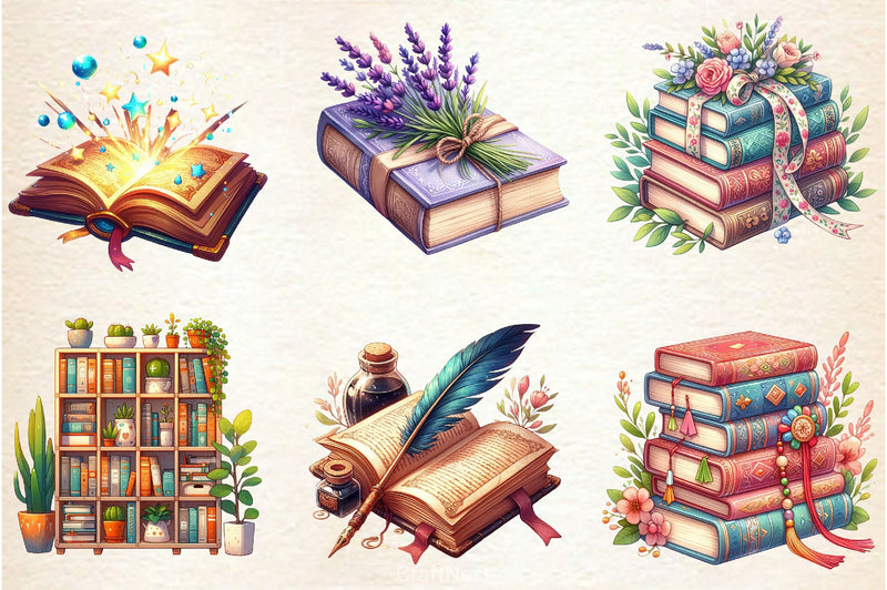 Reading Books Clipart Bundle 4 - CraftNest - Digital Crafting and Art
