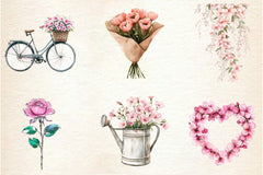 Pink Spring Clipart Bundle 3 - CraftNest - Digital Crafting and Art