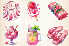 Pink Summer Clipart Bundle 6 - CraftNest - Digital Crafting and Art