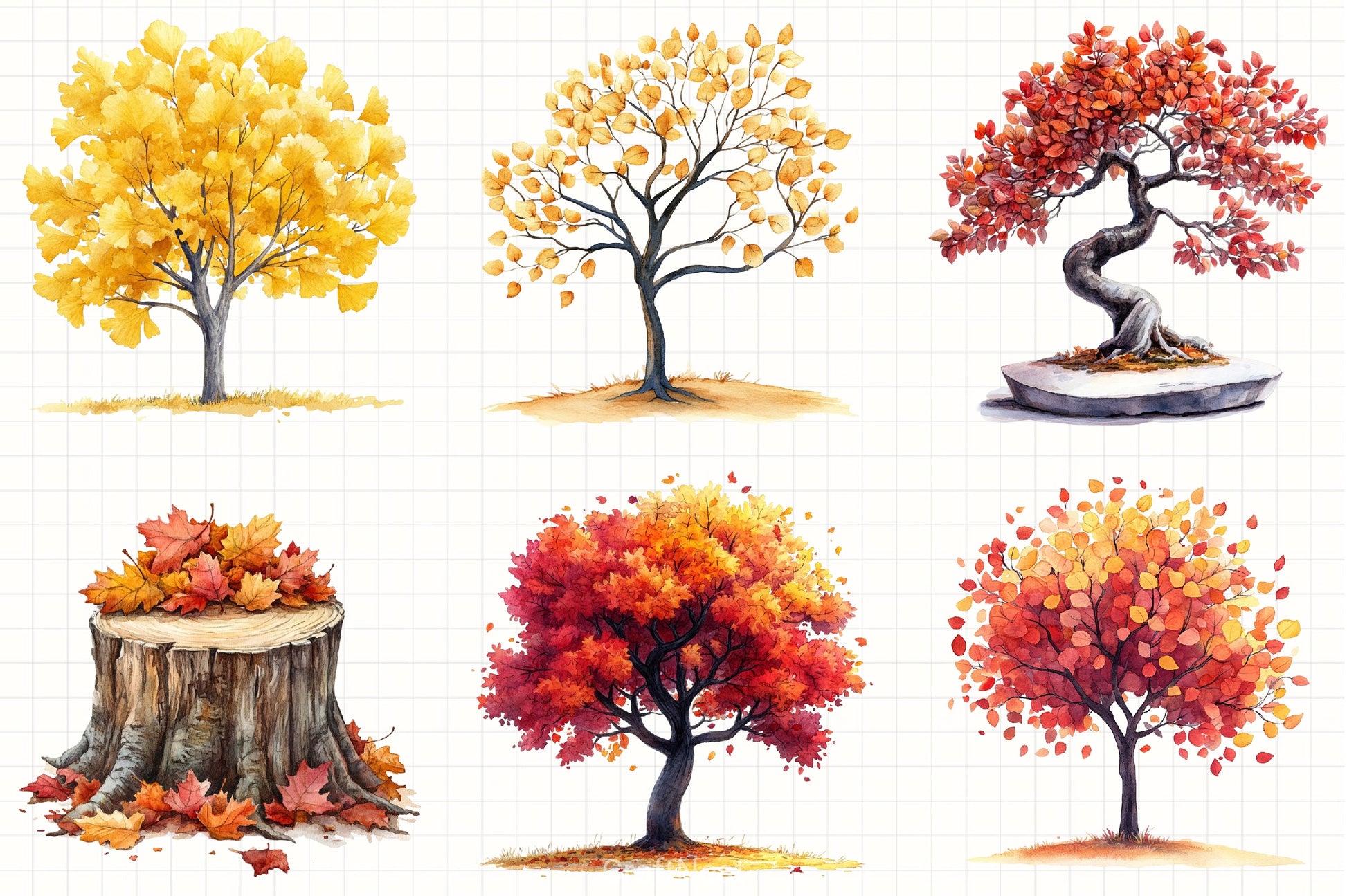 Autumn Trees Clipart Bundle 4 - CraftNest - Digital Crafting and Art
