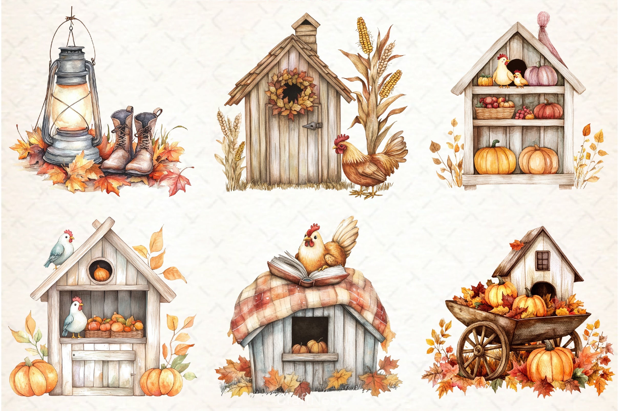 Autumn Chicken Coop Clipart Bundle - CraftNest - Digital Crafting and Art