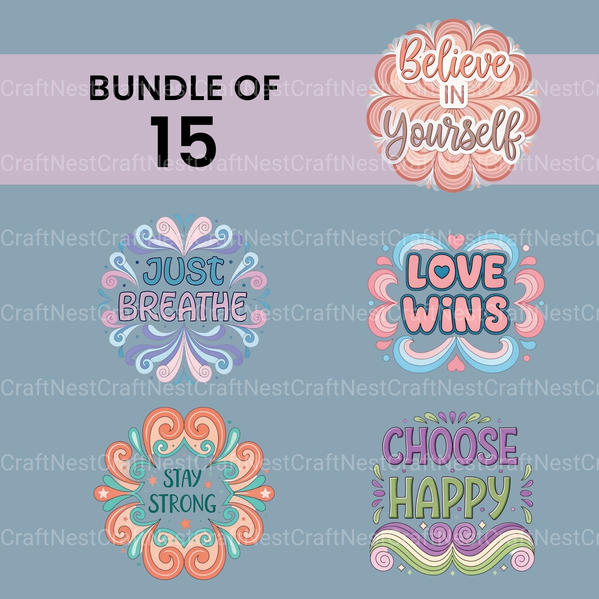 Positive Quotes Clipart Bundle - CraftNest - Digital Crafting and Art