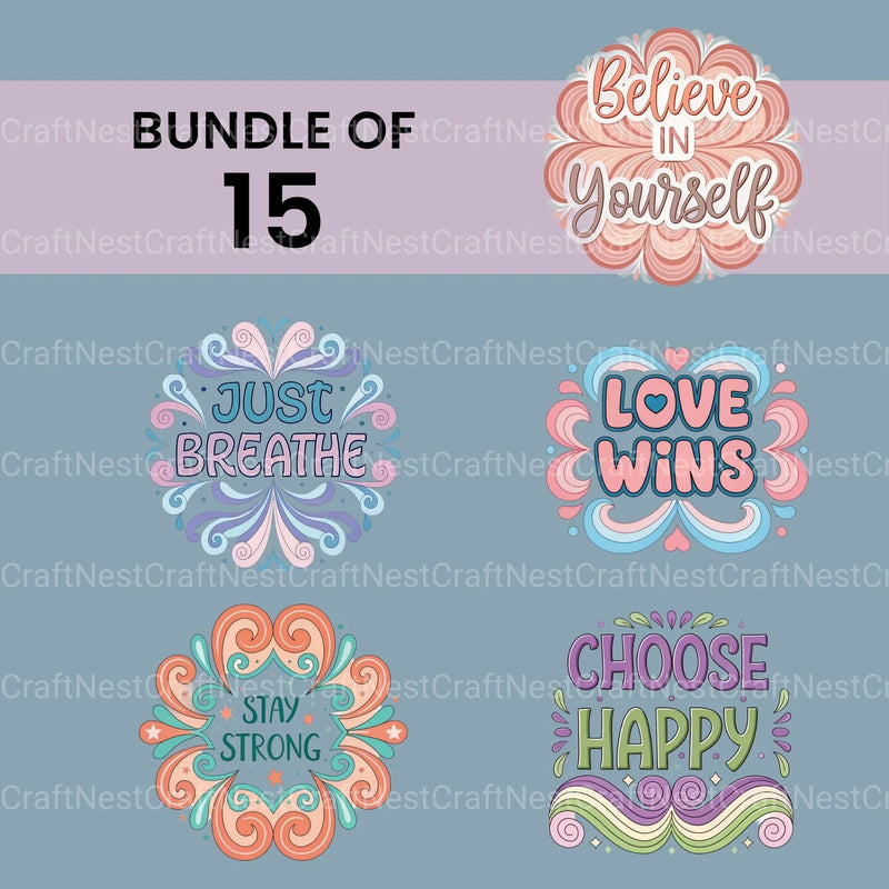 Positive Quotes Clipart Bundle - CraftNest - Digital Crafting and Art