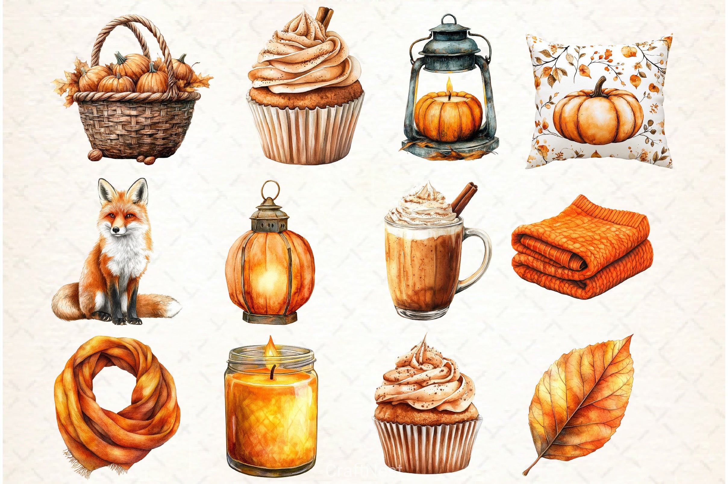 Burnt Orange Autumn Clipart Bundle - CraftNest - Digital Crafting and Art