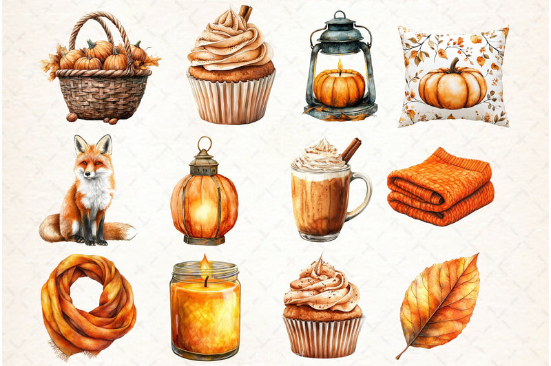 Burnt Orange Autumn Clipart Bundle - CraftNest - Digital Crafting and Art