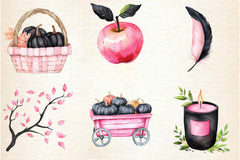 Pink And Black Autumn Clipart Bundle 3 - CraftNest - Digital Crafting and Art