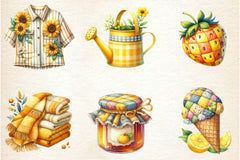 Yellow Patchwork Summer Clipart Bundle 3 - CraftNest - Digital Crafting and Art