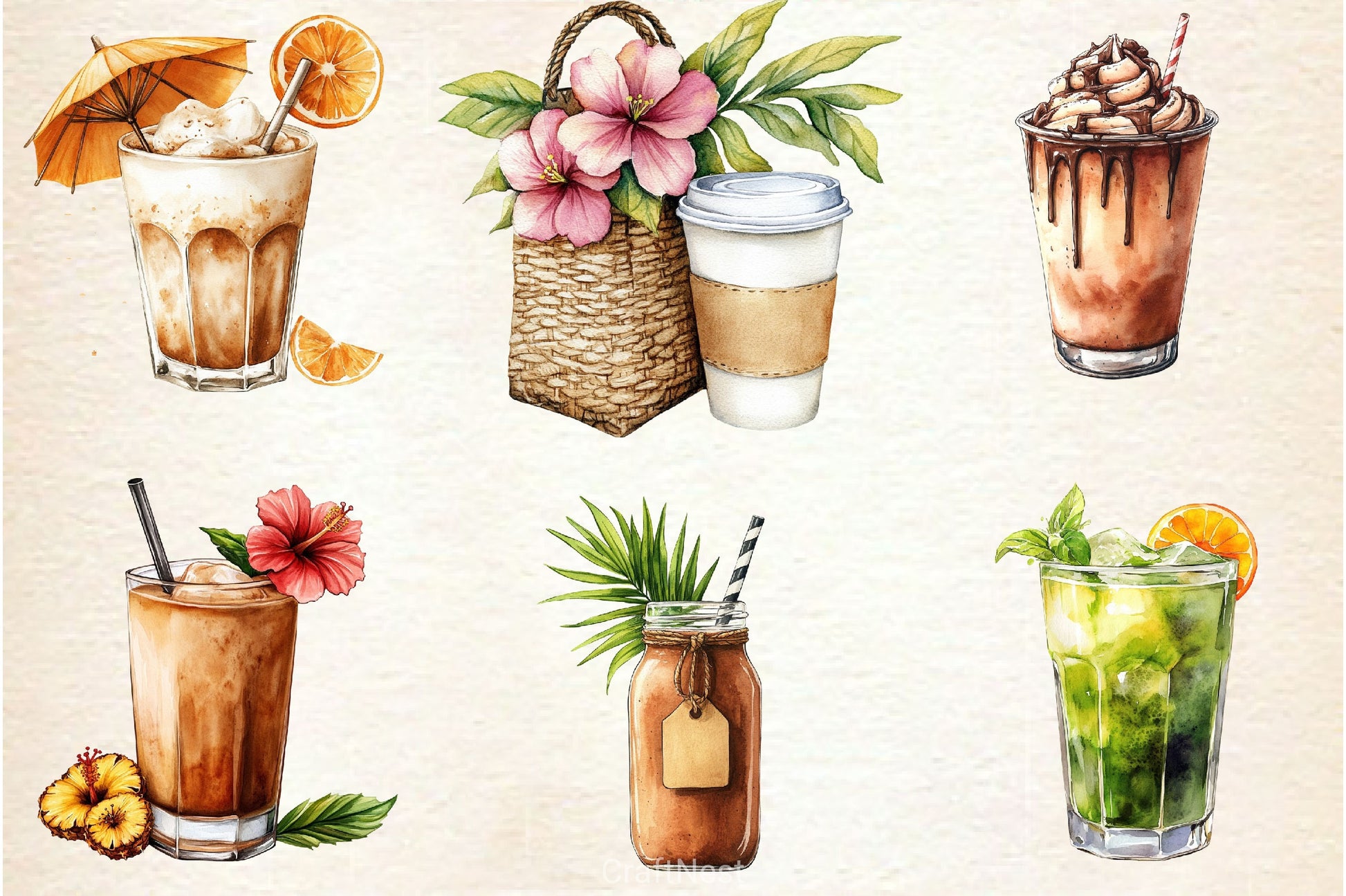Summer Coffee Clipart Bundle - CraftNest - Digital Crafting and Art