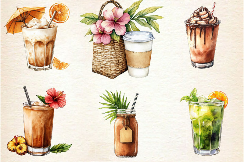 Summer Coffee Clipart Bundle - CraftNest - Digital Crafting and Art