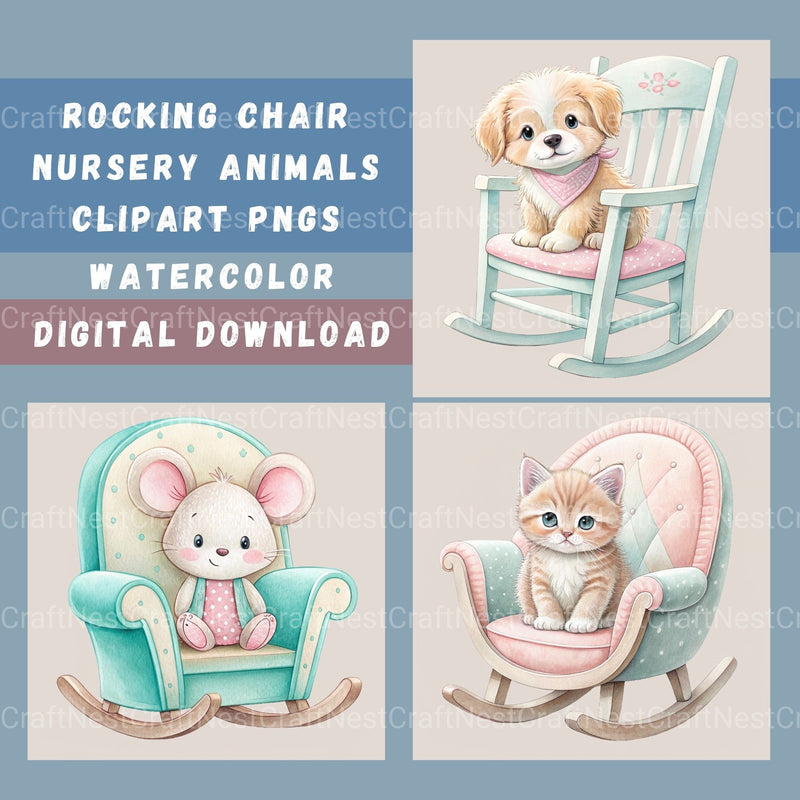 Rocking Chair Nursery Animals Clipart Bundle - CraftNest - Digital Crafting and Art