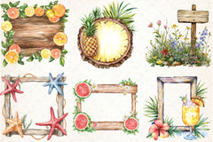 Summer Wood Border Clipart Bundle - CraftNest - Digital Crafting and Art