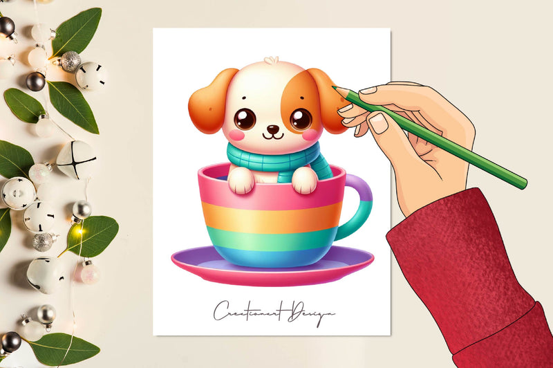 Cute Dog Coffee Cup Clipart Bundle - CraftNest - Digital Crafting and Art