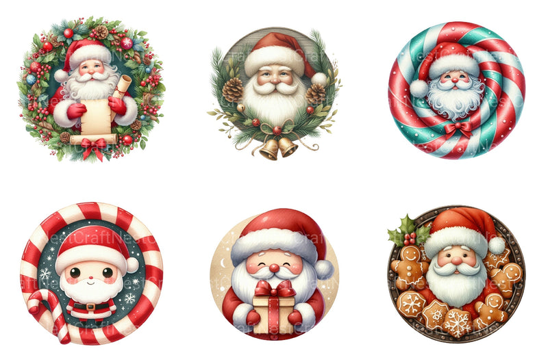 Christmas Santa Claus Ornament Clipart Bundle - CraftNest - Digital Crafting and Art