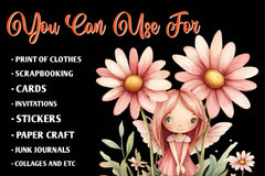 Magical Garden Pink Fairies Clipart Bundle - CraftNest - Digital Crafting and Art