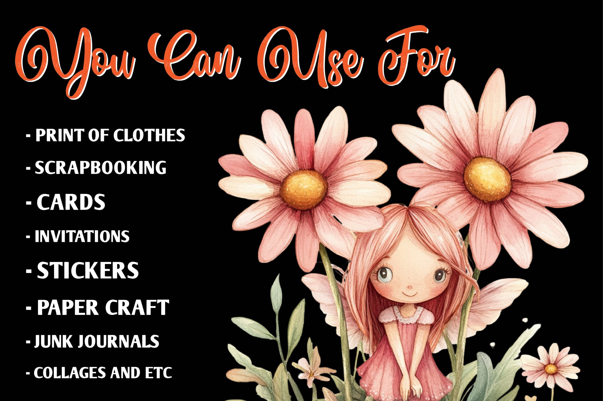 Magical Garden Pink Fairies Clipart Bundle - CraftNest - Digital Crafting and Art