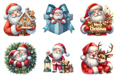 Cartoon Santa Christmas Clipart Bundle - CraftNest - Digital Crafting and Art