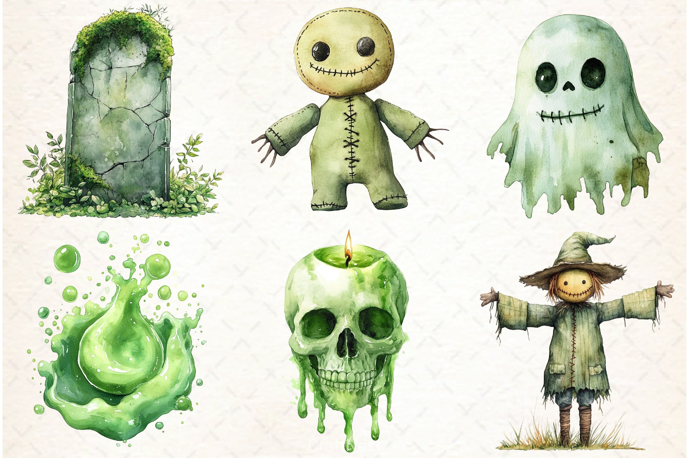 Green Halloween Clipart Bundle - CraftNest - Digital Crafting and Art