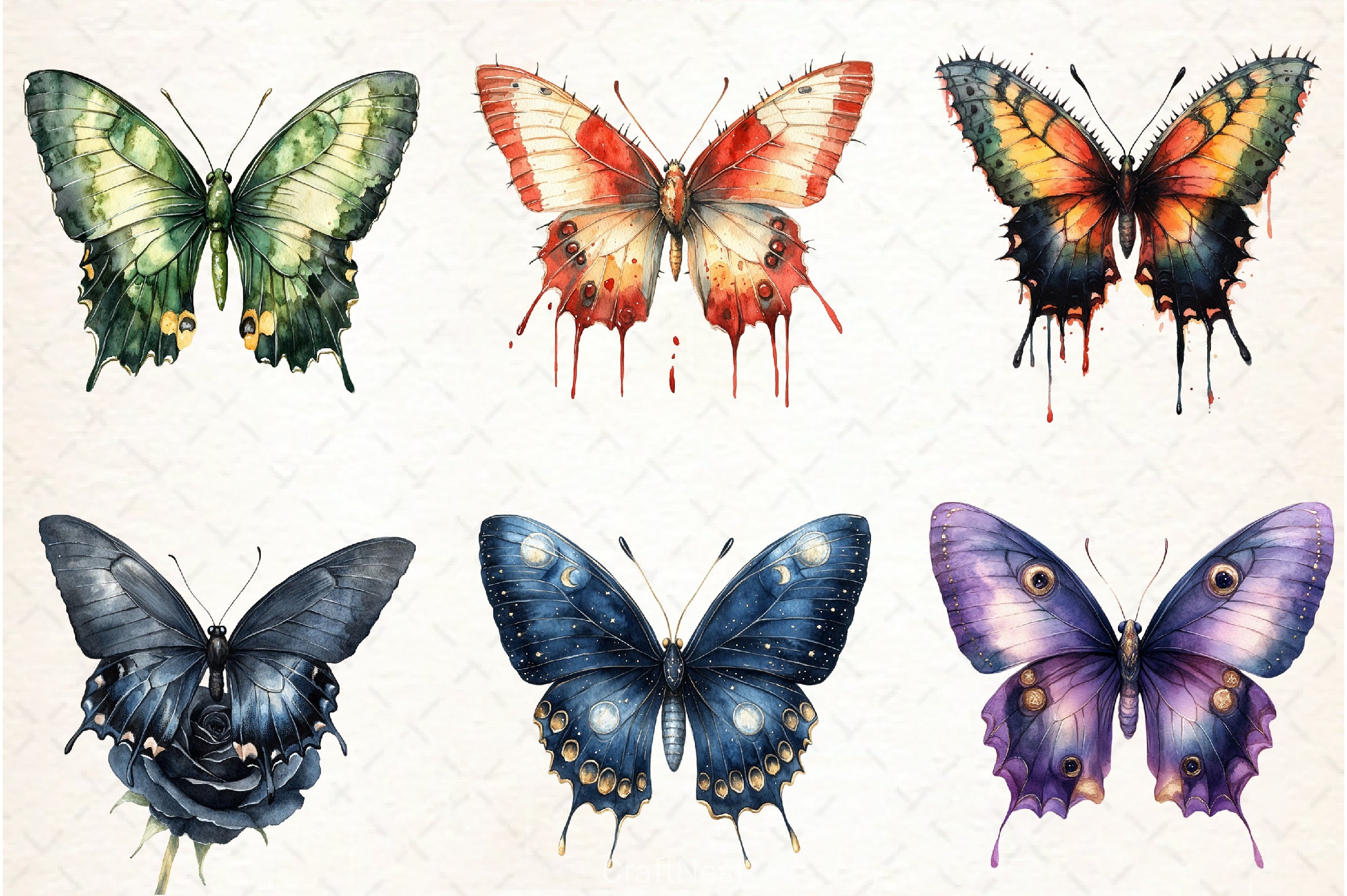 Gothic Butterfly Clipart Bundle 4 - CraftNest - Digital Crafting and Art
