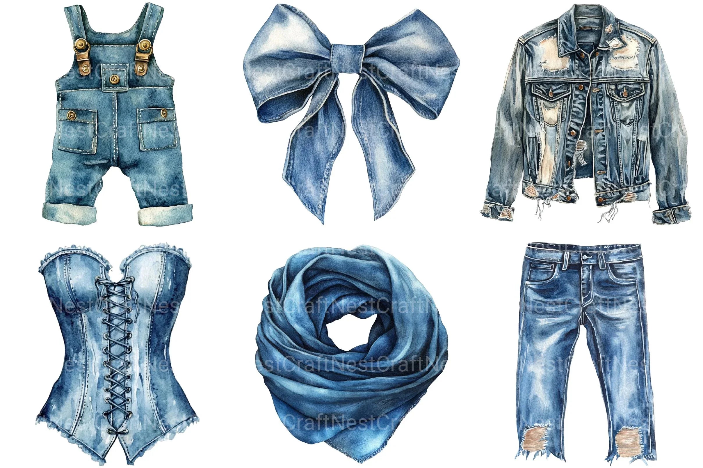 Vintage Denim Clipart - CraftNest - Digital Crafting and Art