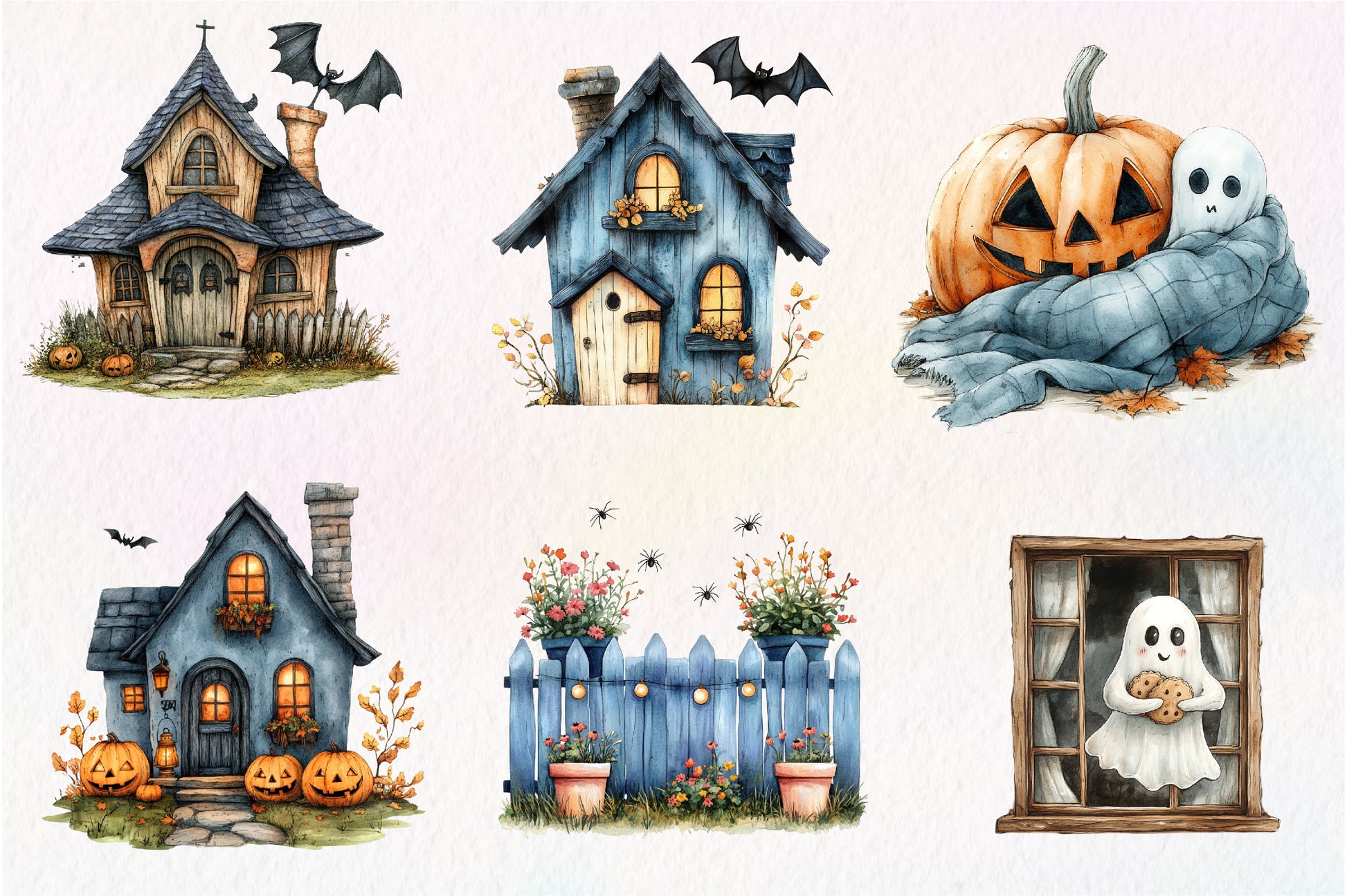 Cute Halloween Cottage Clipart Bundle - CraftNest - Digital Crafting and Art