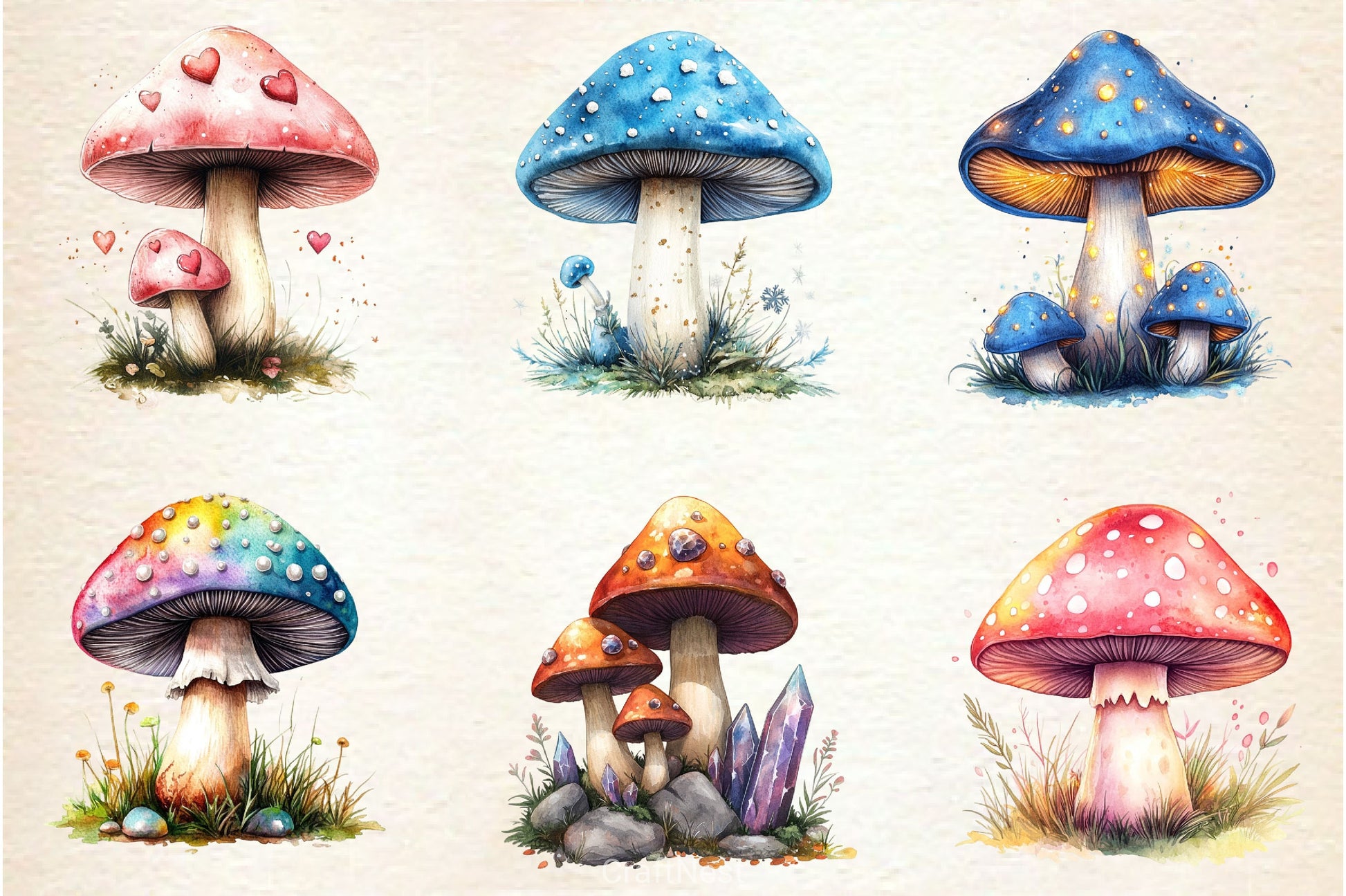 Magical Mushrooms Clipart Bundle - CraftNest - Digital Crafting and Art