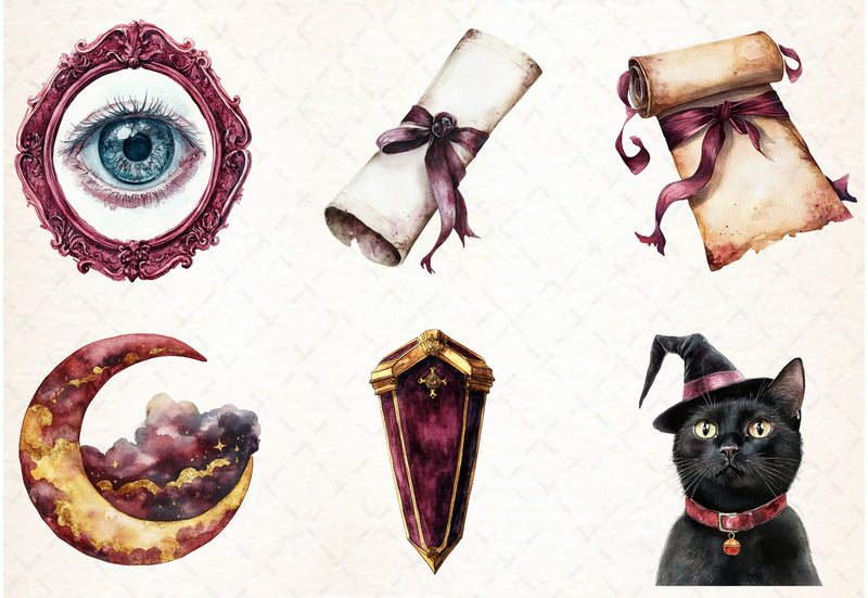 Burgundy Halloween Clipart Bundle - CraftNest - Digital Crafting and Art