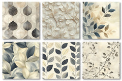 Gray Beige Artistic Leaves Digital Background Clipart Bundle - CraftNest - Digital Crafting and Art