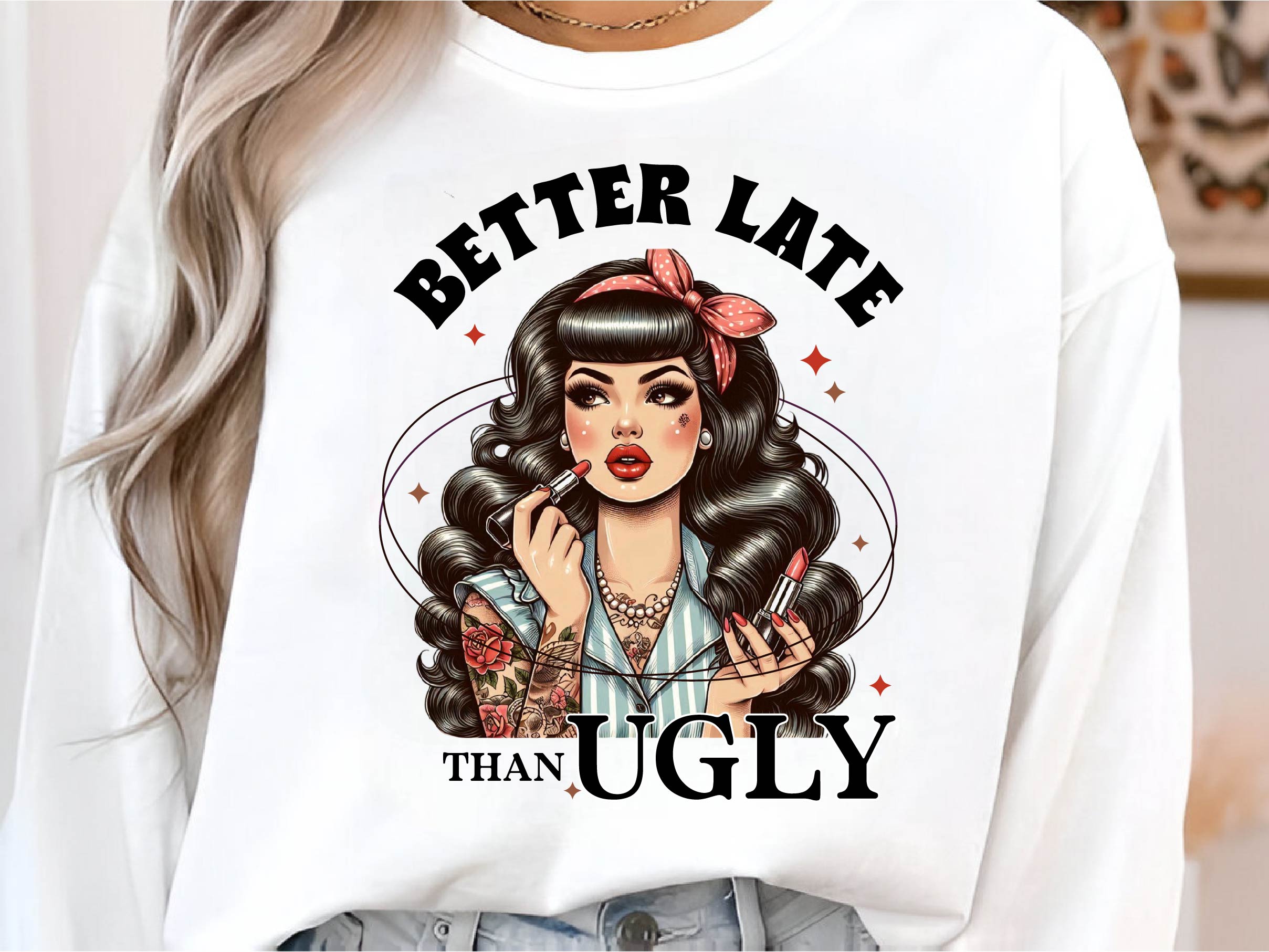 Coquette Girl Better Late Than Ugly Clipart Bundle - CraftNest - Digital Crafting and Art