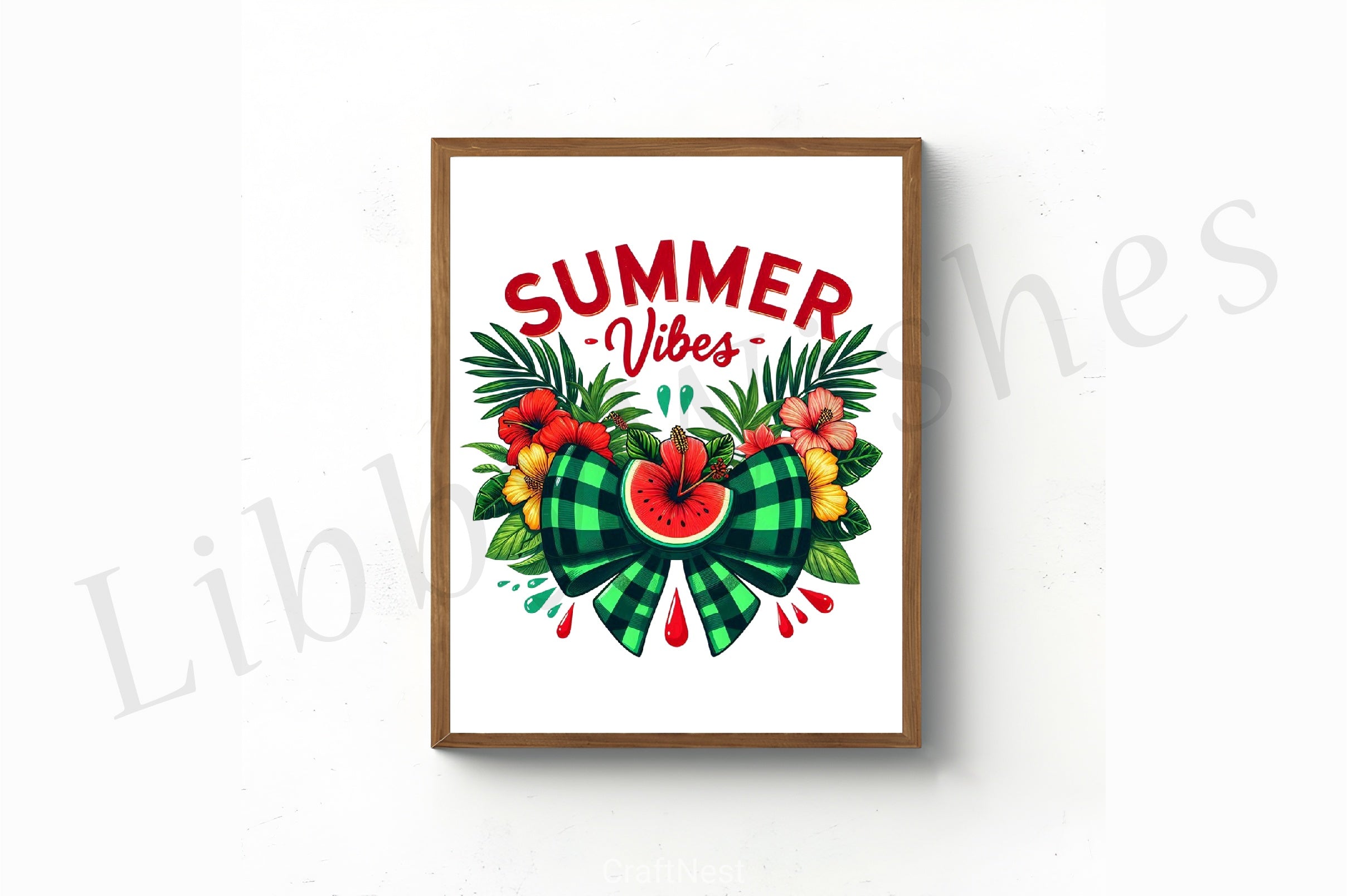 Retro Summer Watermelon Bow Clipart Bundle - CraftNest - Digital Crafting and Art