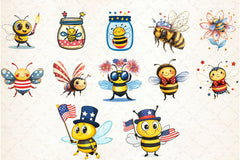 4th of July Bee Clipart Bundle - CraftNest - Digital Crafting and Art