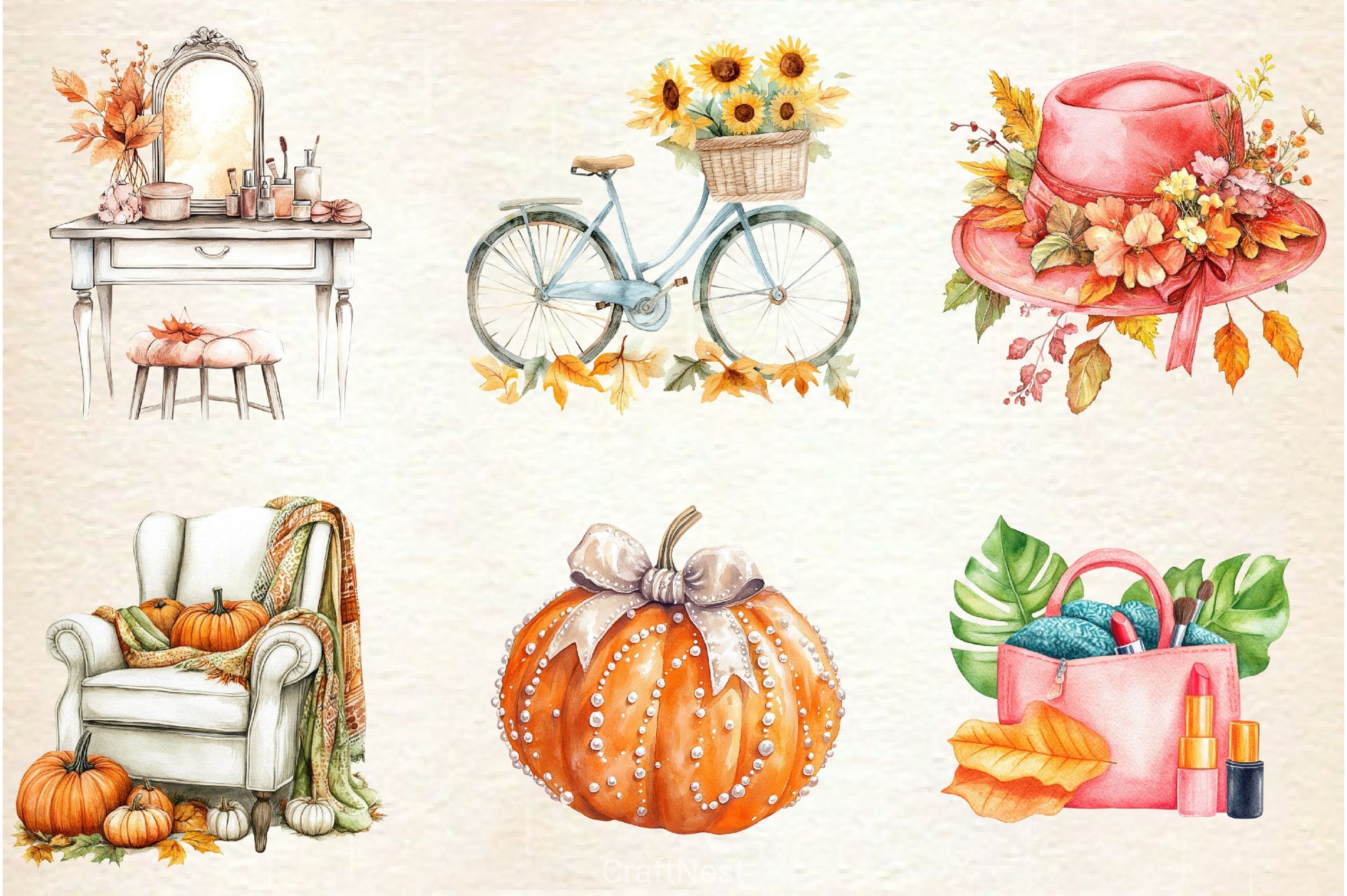 Cute Coquette Autumn Clipart Bundle 2 - CraftNest - Digital Crafting and Art